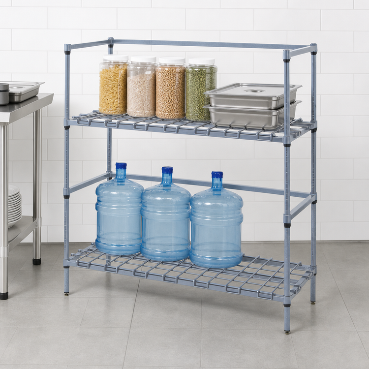 Product image #3 for Quantum Two-Tier Modular Wire Dunnage Rack for Tanks and Beverage Containers, 24 x 18 x 54 Inches, Gray Epoxy
