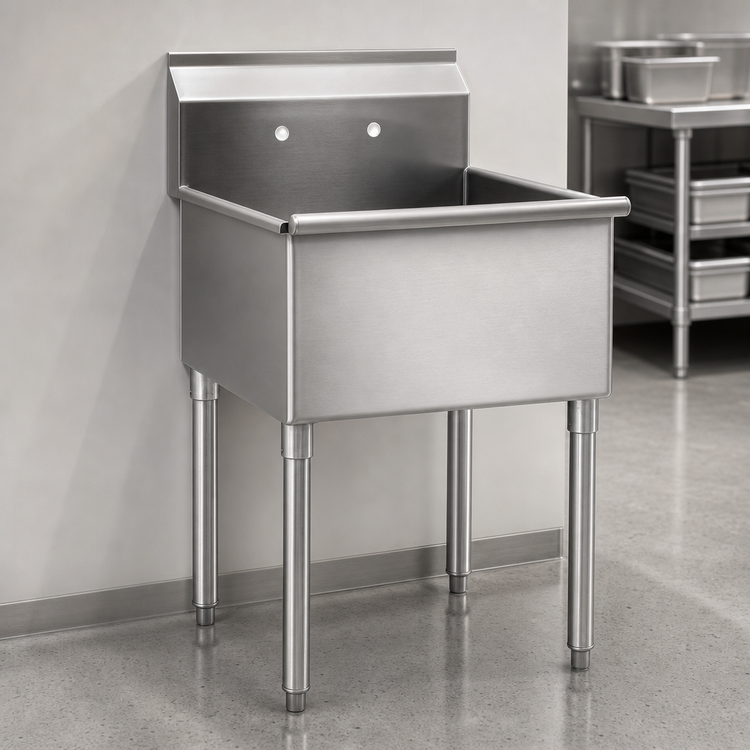 Product image #3 for Eagle Group One-Compartment Square Corner 304 Stainless Steel Utility Sink, No Drainboards
