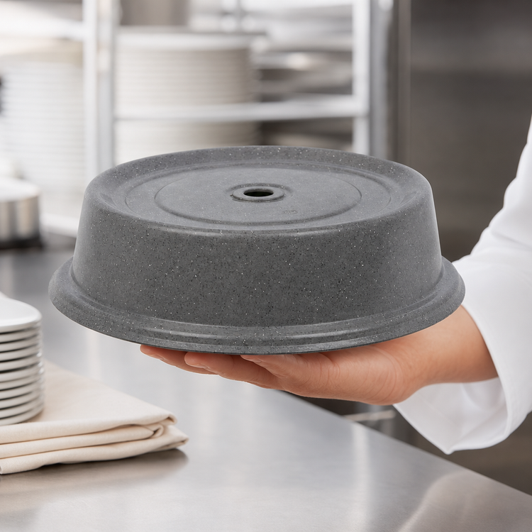 Product image #4 for Cambro Versa Camcover Round Fiberglass Plate Cover, 9-13/16 Inch Inside Diameter, Granite Gray