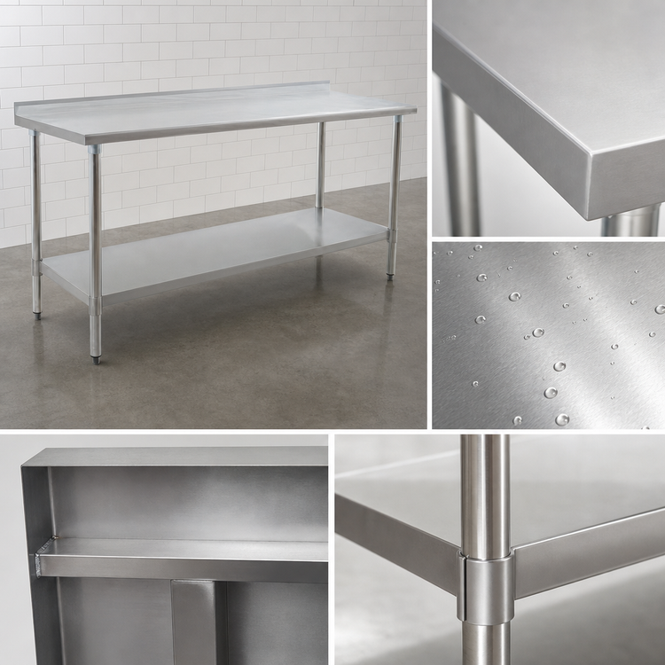 Product image #3 for Eagle Deluxe Series 144-Inch x 30-Inch Stainless Steel Work Table with Rear Upturn and Adjustable Undershelf