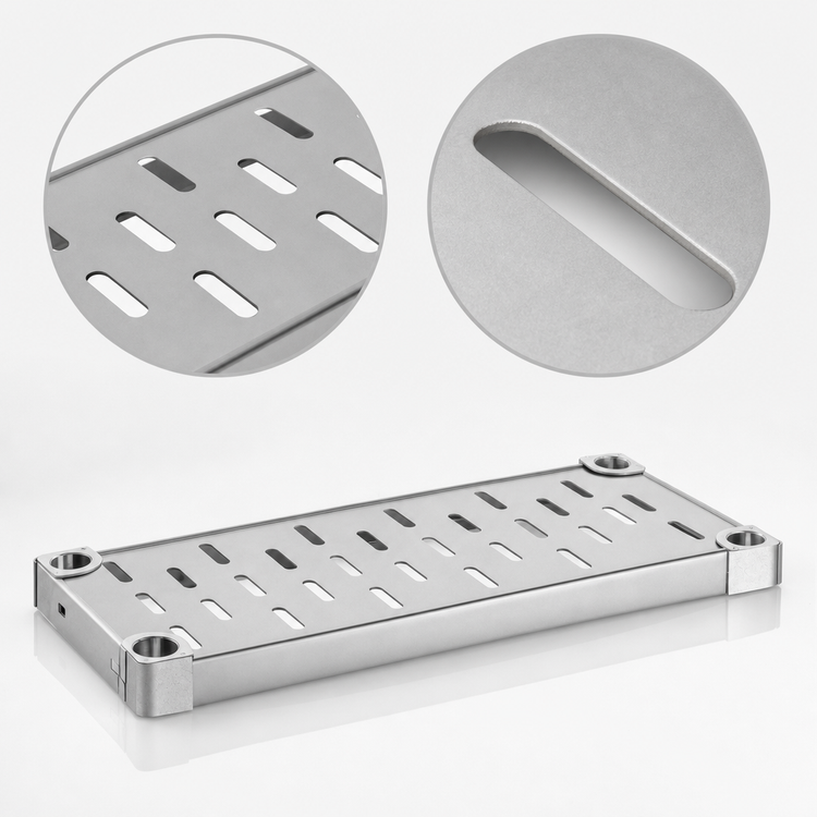 Product image #4 for Eagle Quik-Set 42" x 18" Solid Shelf with Louvered Top, 304 Stainless Steel