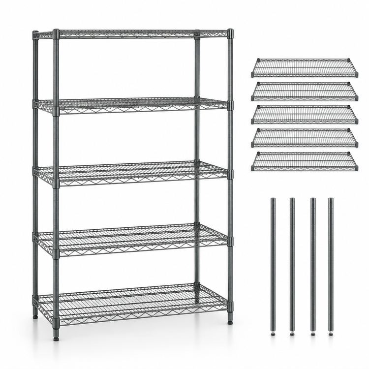 Product image #3 for Quantum 48" x 21" x 86" Stationary Wire Shelving Starter Kit with 5 Shelves