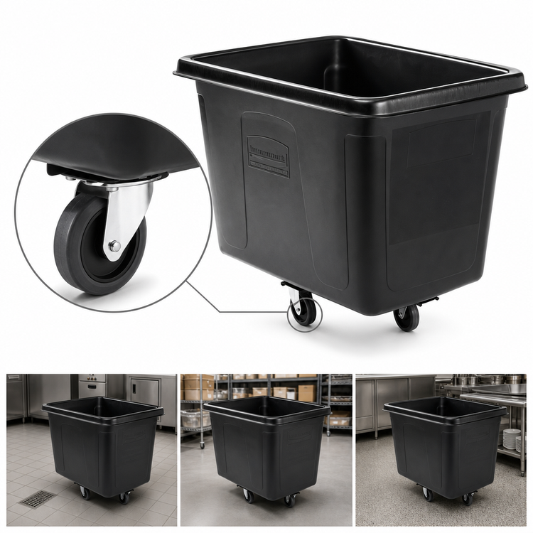 Product image #3 for Rubbermaid Commercial Executive Mobile Cube Truck Prep Cart, 16 Cu. Ft., Black