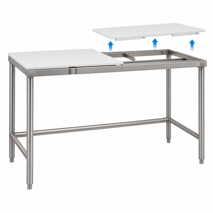 Product image #3 for Eagle Group 96-Inch x 24-Inch Poly Top Cutting Table with Stainless Steel Tubular Base