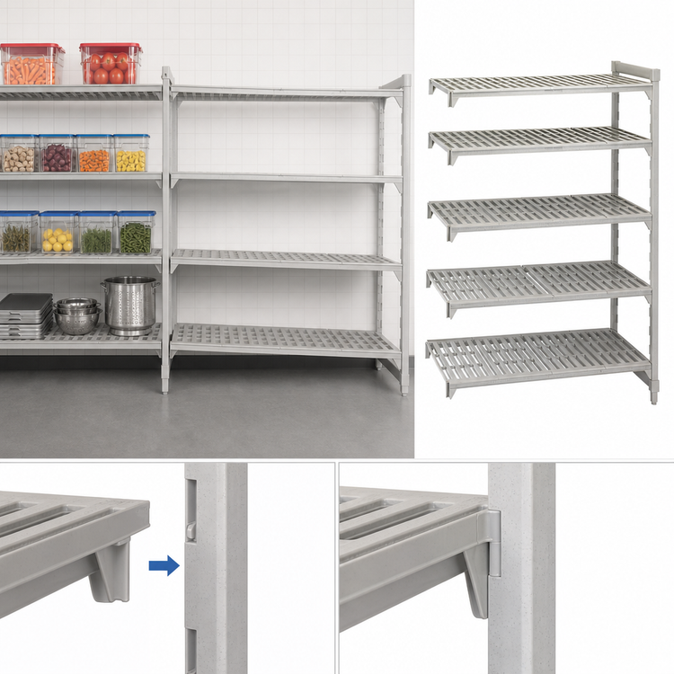 Product image #4 for Cambro Camshelving Premium 5-Tier Vented Polymer Add-On Shelving Unit, 24" x 48" x 72", Speckled Gray
