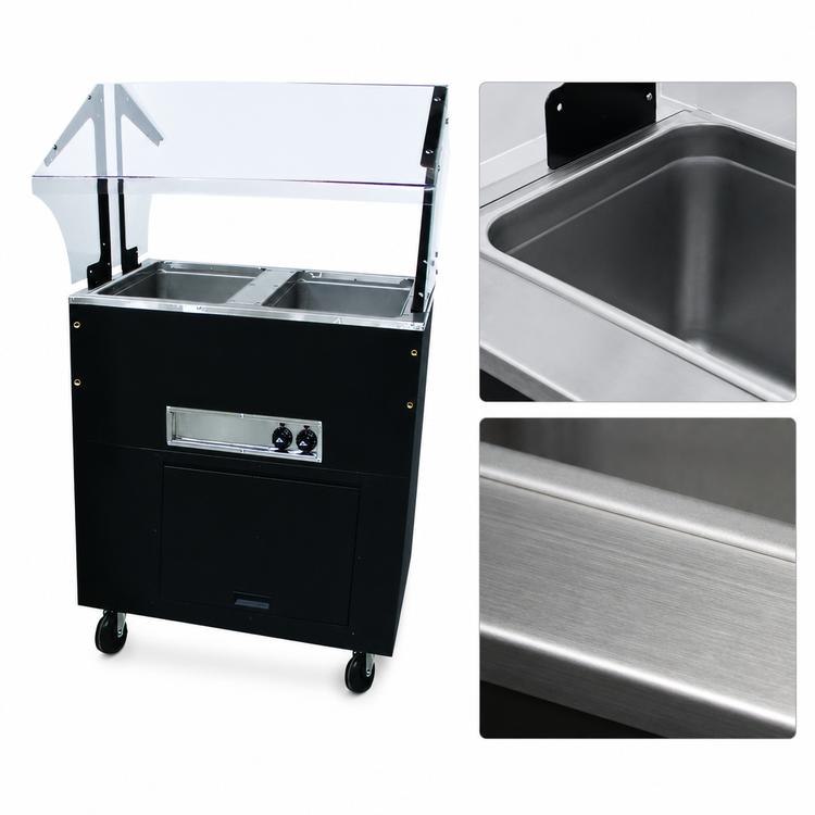 Product image #3 for Advance Tabco Triumph Supreme Mobile Electric Hot Food Buffet Table with 2 Sealed Wells and Sneeze Guard, 208-240V