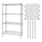 Thumbnail image #3 for Quantum WR74-1448S 4-Shelf Stainless Steel Wire Shelving Starter Kit, Stationary, 48"W x 14"D x 74"H