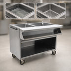 Thumbnail image #3 for Eagle Group Spec-Master SPHT2OB-208 Mobile Sealed Well Electric Hot Food Table, Open Front, 2 Wells, 208V, Stainless Steel