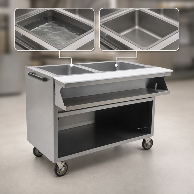 Product image #3 for Spec-Master Sealed Well Electric Open Front Hot Food Table, 2 Wells, 208V