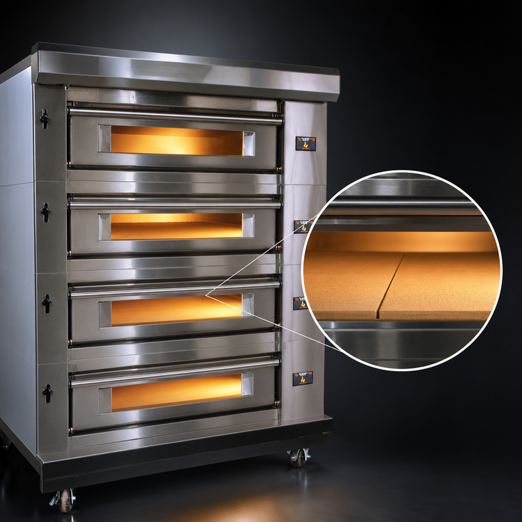 Product image #3 for Marra Forni ELST37-36/4 Four-Deck Electric Stackable Deck Oven with 37 x 36 Inch MarraStone Cooking Surface