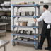 Thumbnail image #3 for Millenia 5-Shelf Mobile Open Grid Polymer Shelving Starter Unit, 36W x 21D x 62H, Gray