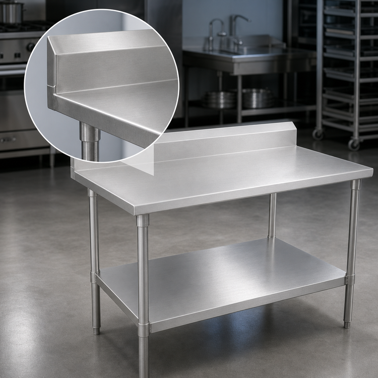 Product image #3 for John Boos Stallion 60-Inch x 30-Inch 16-Gauge Stainless Steel Work Table with 5-Inch Backsplash and Undershelf