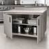 Thumbnail image #3 for Advance Tabco 96-Inch x 30-Inch Enclosed Work Table with Cabinet Base, Mid-Shelf, Hinged Doors, and 14 Gauge 304 Stainless Steel Top