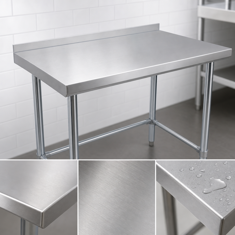 Product image #3 for BK Resources Open Base Riser Top Stainless Steel Work Table, 48 x 18 Inches