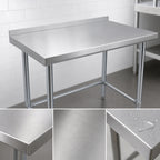 Thumbnail image #3 for BK Resources VTTROB-1848 Open Base Stainless Steel Work Table, 48 x 18 Inches, 18-Gauge 430 Top, 1-1/2-Inch Rear Riser