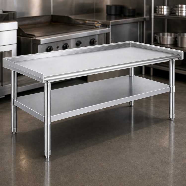 Product image #3 for Eagle Group Stainless Steel Griddle/Equipment Stand with Open Base, Adjustable Undershelf, and 1,500 lb Capacity
