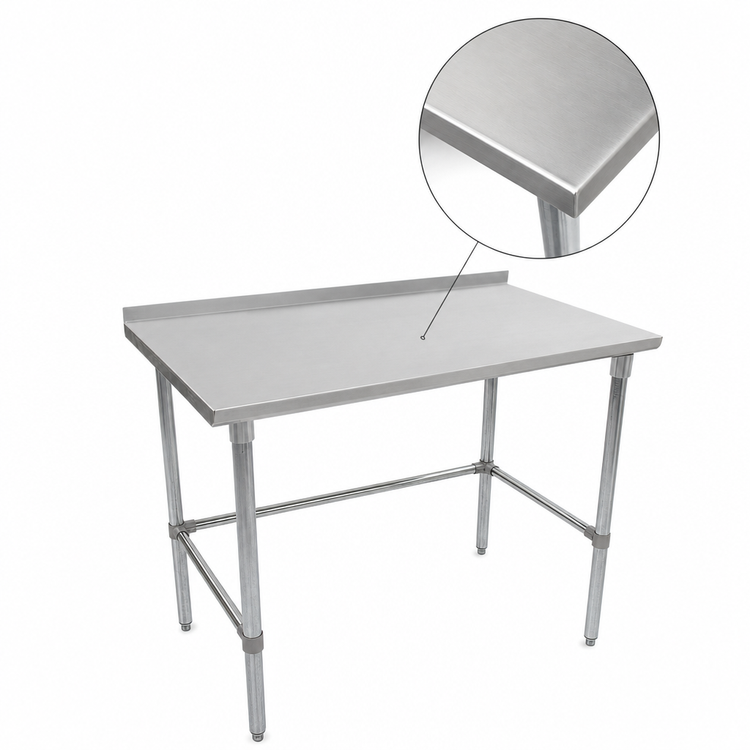 Product image #3 for Stallion 60-Inch x 24-Inch Stainless Steel Top Work Table with 1-1/2-Inch Rear Riser and Galvanized Base