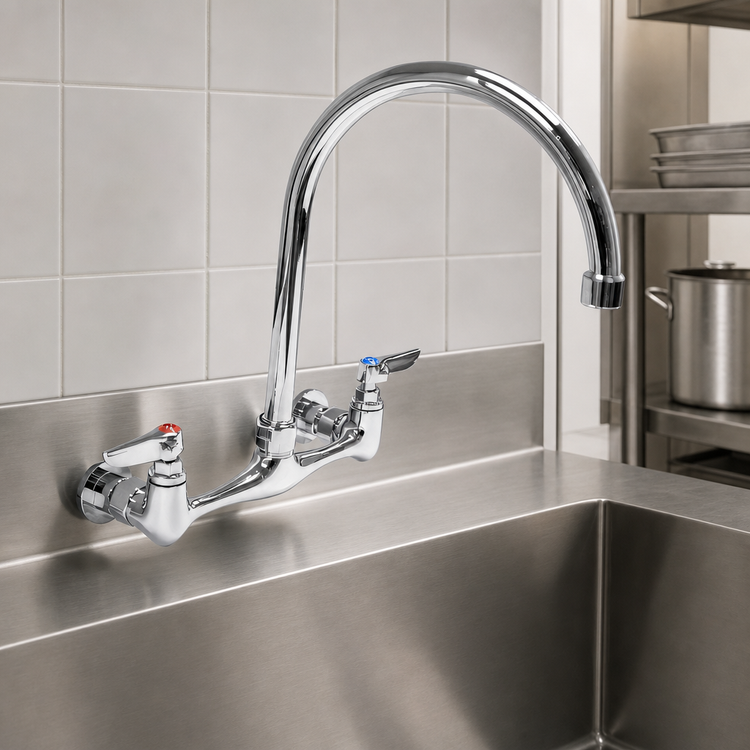 Product image #3 for Omcan Gooseneck Tub Sink Faucet, Wall Mounted, 8-Inch Centers