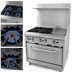 Thumbnail image #3 for Omcan 36-Inch Commercial Natural Gas Range with 4 Burners, Right 12-Inch Griddle and Standard Oven