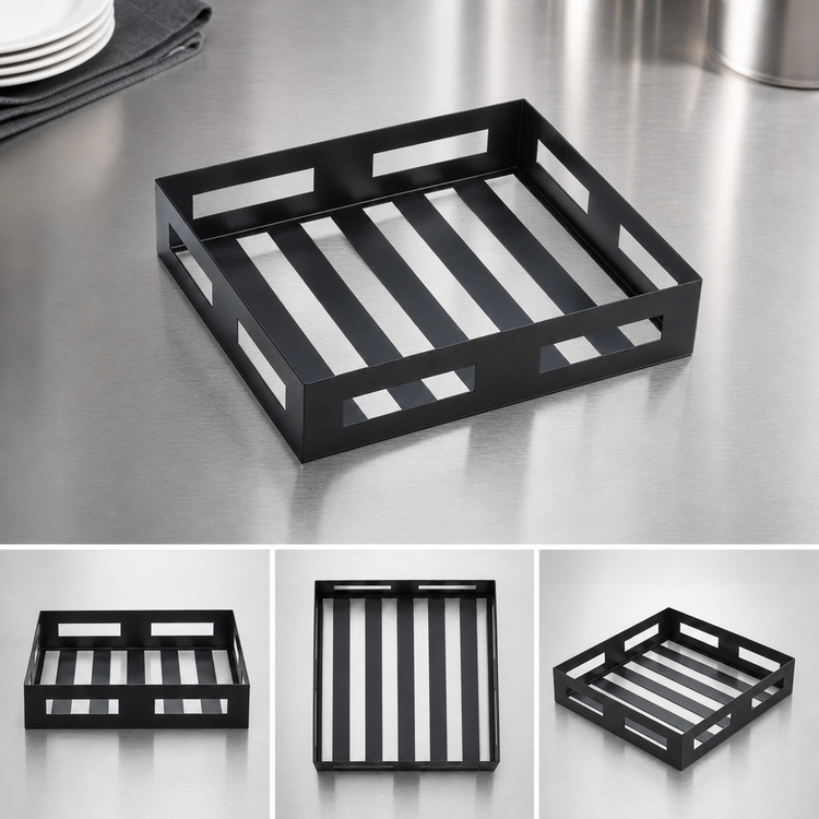 Product image #4 for American Metalcraft Black Square Stainless Steel Serving Crate, 10-1/2 Inch Long