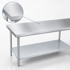 Thumbnail image #3 for Duke Manufacturing 316-30108 108-Inch Stainless Steel Work Table with Galvanized Undershelf, 30-Inch Deep, 16-Gauge 300-Series Top