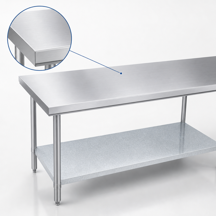 Product image #3 for Duke Manufacturing 108-Inch Stainless Steel Work Table with Galvanized Undershelf, 30-Inch Deep