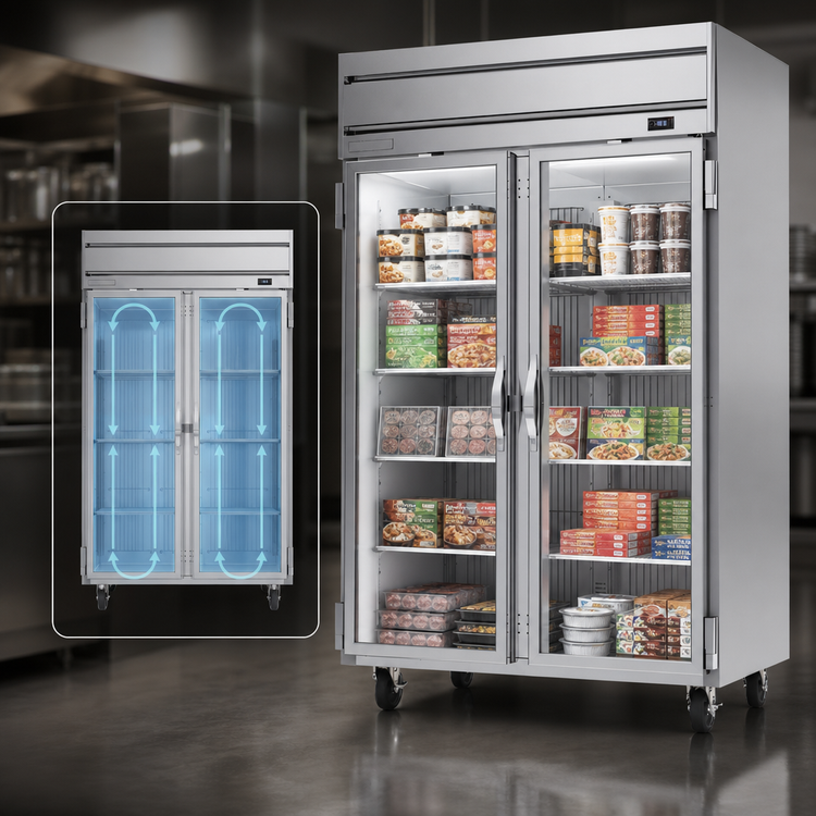 Product image #3 for Beverage-Air Horizon Series Two-Section Reach-In Display Freezer with Glass Doors, 46.29 Cu. Ft.
