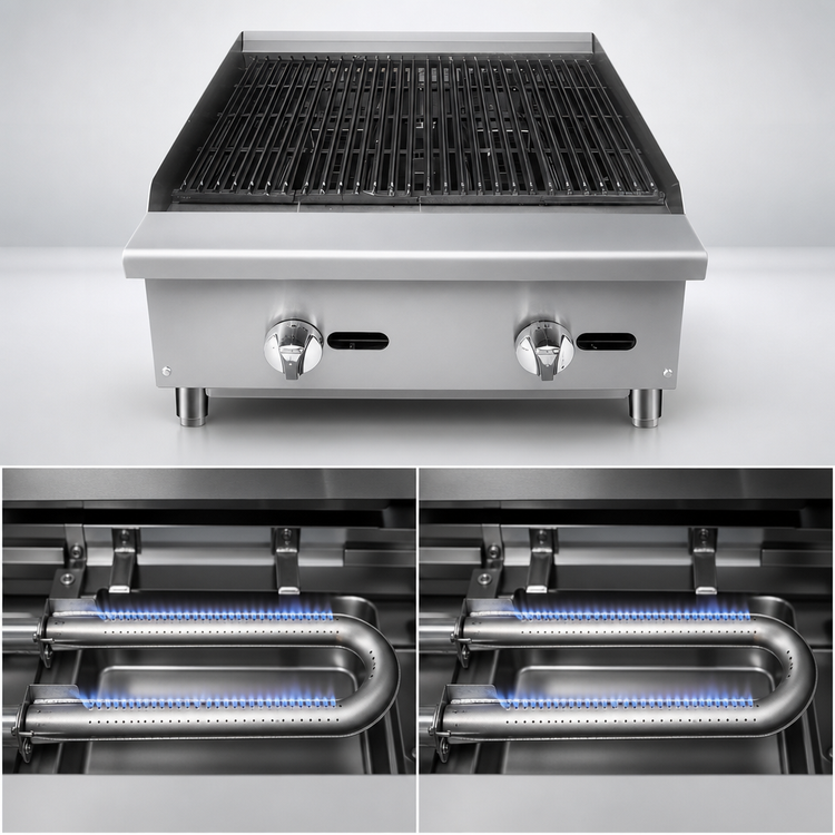 Product image #4 for CookRite 24-Inch Heavy Duty Natural Gas Radiant Charbroiler with 2 Burners