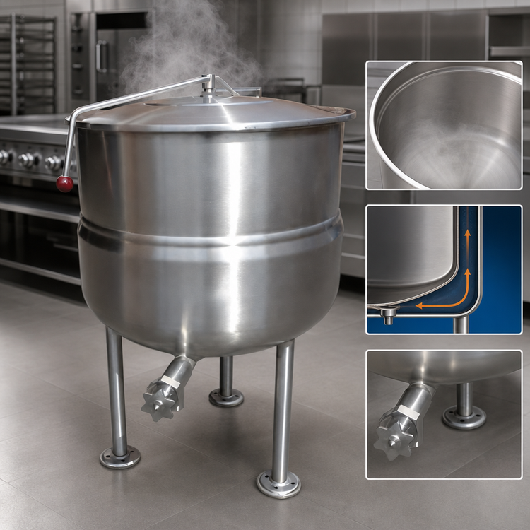 Product image #3 for Crown DL-100 100 Gallon Direct Steam Stationary Kettle with 2/3 Jacket