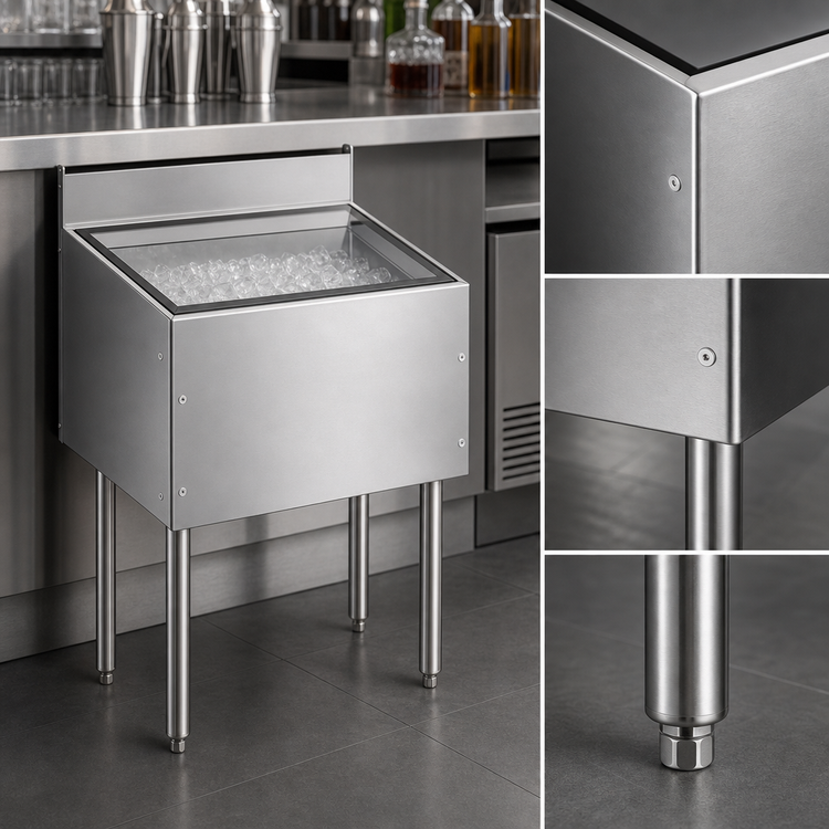 Product image #3 for CHOICE by Glastender 30-Inch Stainless Steel Underbar Ice Bin, 84 lb Capacity