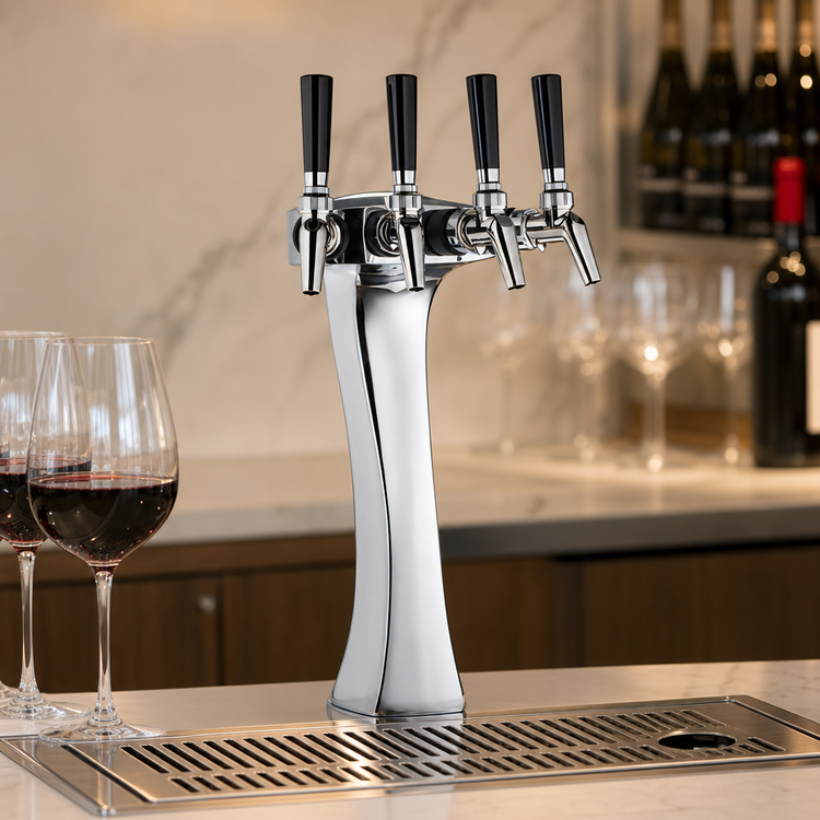 Product image #3 for Perlick Panther Style Air-Cooled Direct Draw 4-Faucet Wine Dispensing Kit, Chrome, Field Installation