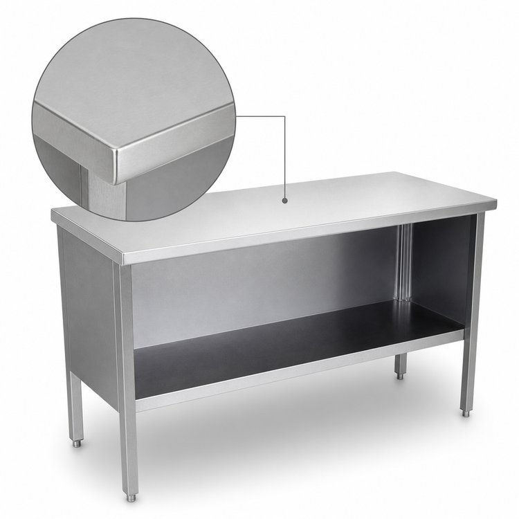 Product image #3 for Open Front Enclosed Base Work Table with 14-Gauge Stainless Steel Flat Top, 36 x 30 Inches