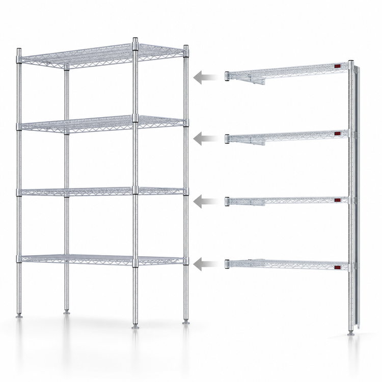 Product image #3 for EagleGard 4-Tier Add-On Wire Shelving Unit, 42W x 21D x 74H