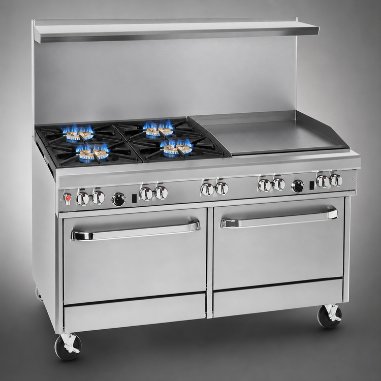 Product image #3 for Southbend Ultimate 60-Inch Gas Restaurant Range with 4 Pyromax Burners, 24-Inch Griddle, and 2 Convection Ovens