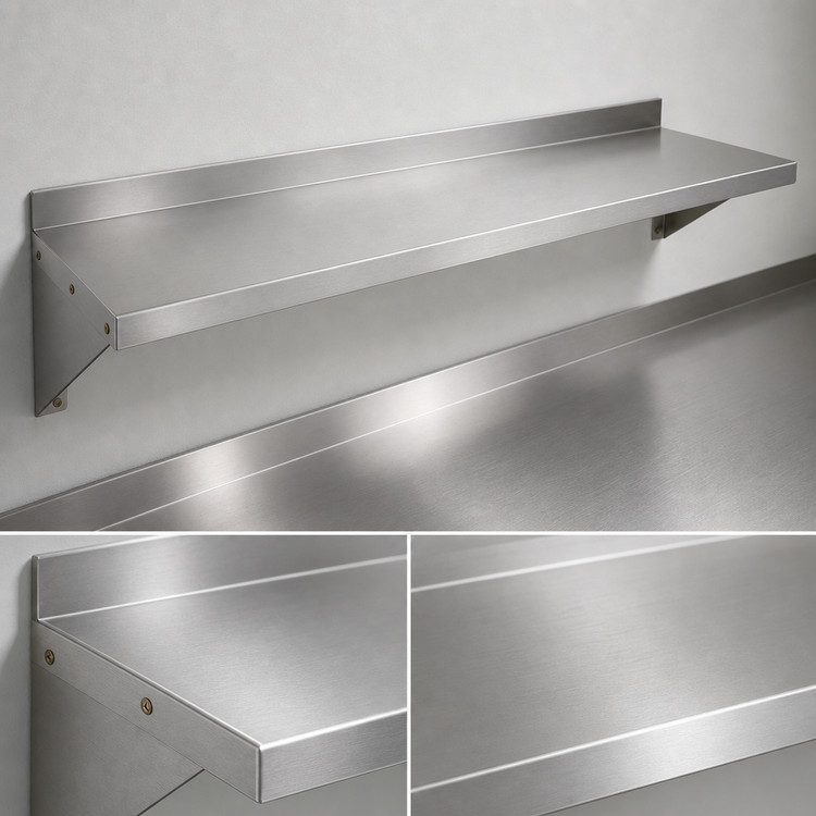 Product image #3 for John Boos Stallion Wall-Mounted Stainless Steel Shelf, 60 x 12 Inches, Safety Edge
