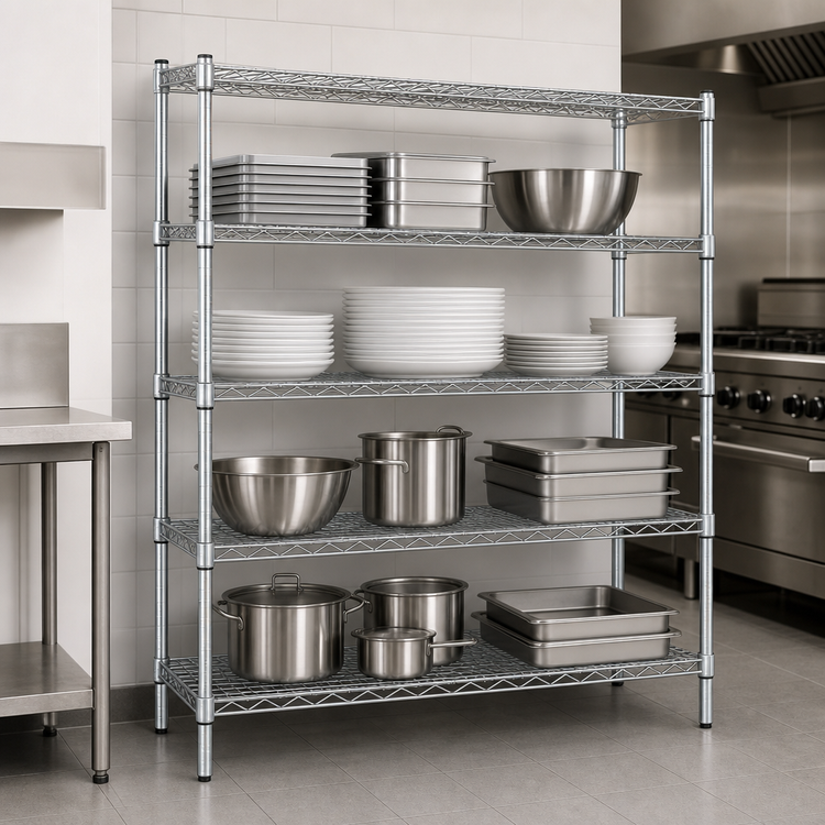 Product image #3 for EAGLEbrite 4-Tier Starter Stationary Wire Shelving Unit, 72"W x 21"D x 63"H, Zinc Finish