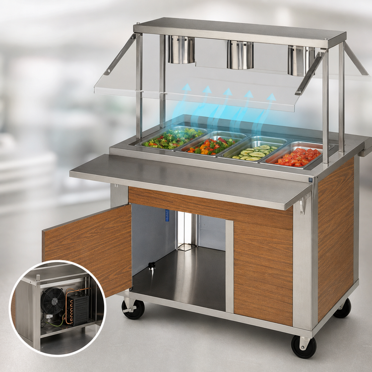 Product image #3 for DineXpress DXP4CM 4-Pan Mechanically Cooled Mobile Cold Food Unit