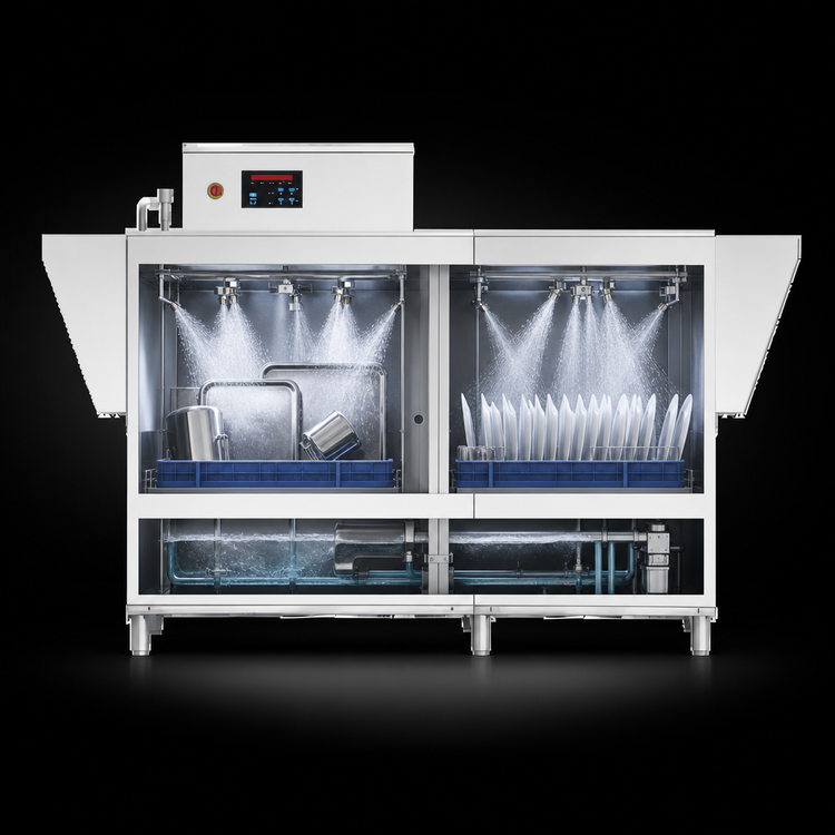 Product image #3 for Blakeslee RC86 High-Temp Conveyor Dishwasher with Prewash, Double Rinse, and Booster