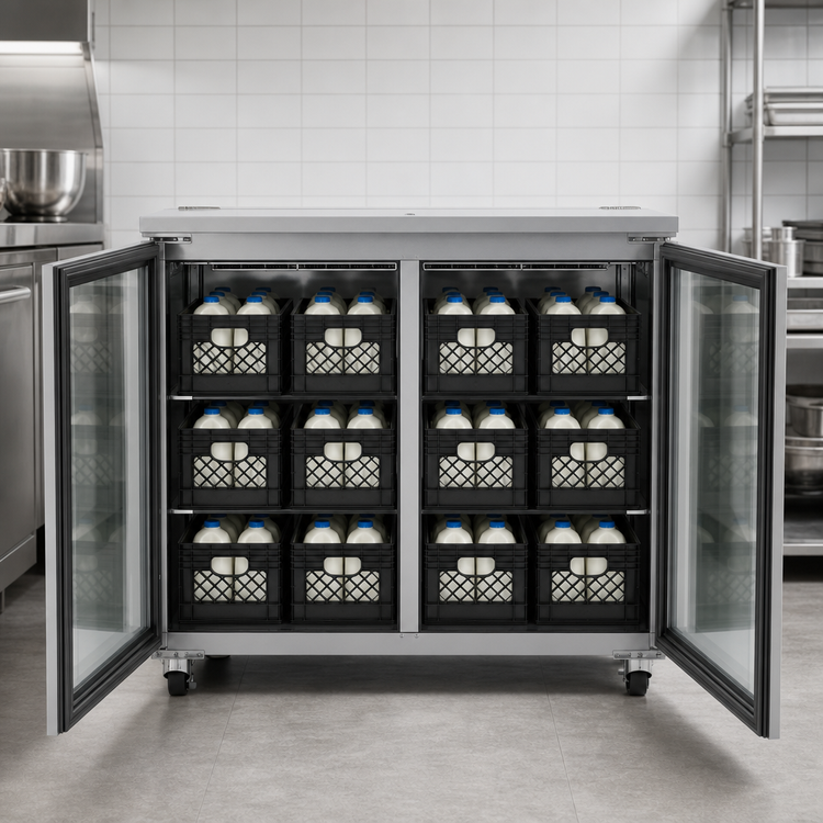 Product image #4 for KoolMore 49-Inch 12-Crate Milk Cooler with Two Vertical Swing Glass Doors