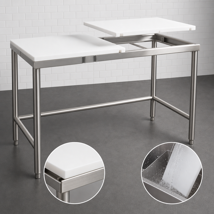 Product image #3 for Eagle Group 60-Inch x 24-Inch Poly Top Cutting Table with Stainless Steel Tubular Base