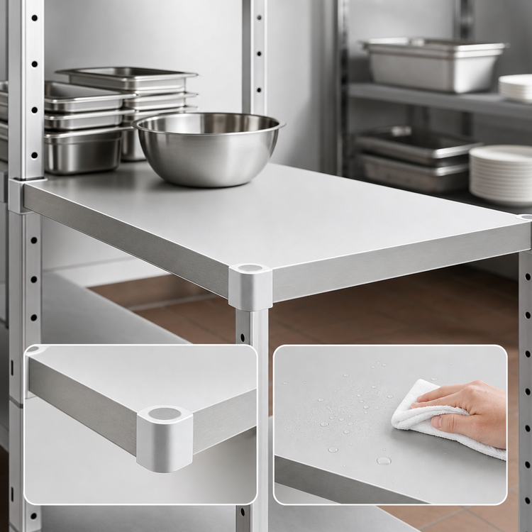 Product image #4 for New Age Adjust-A-Shelf Solid Brute Series Aluminum Commercial Shelf, 30" W x 24" D, 800 lb. Capacity