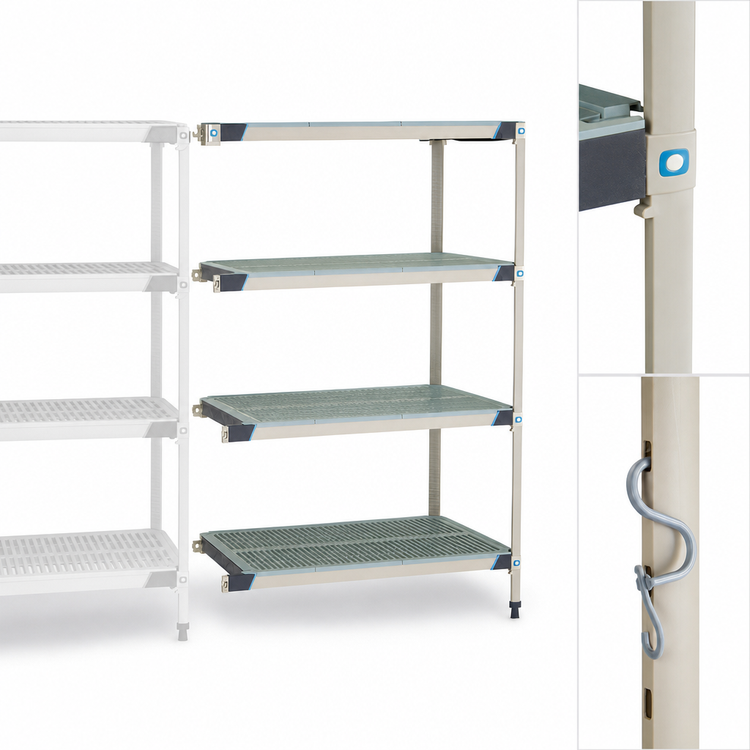 Product image #3 for MetroMax i 42"W x 24"D x 63"H All-Polymer 4-Shelf Add-On Shelving Unit