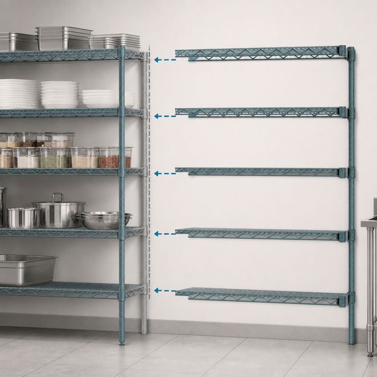 Product image #3 for EagleGard 5-Tier Add-On Wire Shelving Unit, 72 x 18 x 74 Inches, QuadTruss® Shelves, Blue-Green Hybrid Epoxy Finish