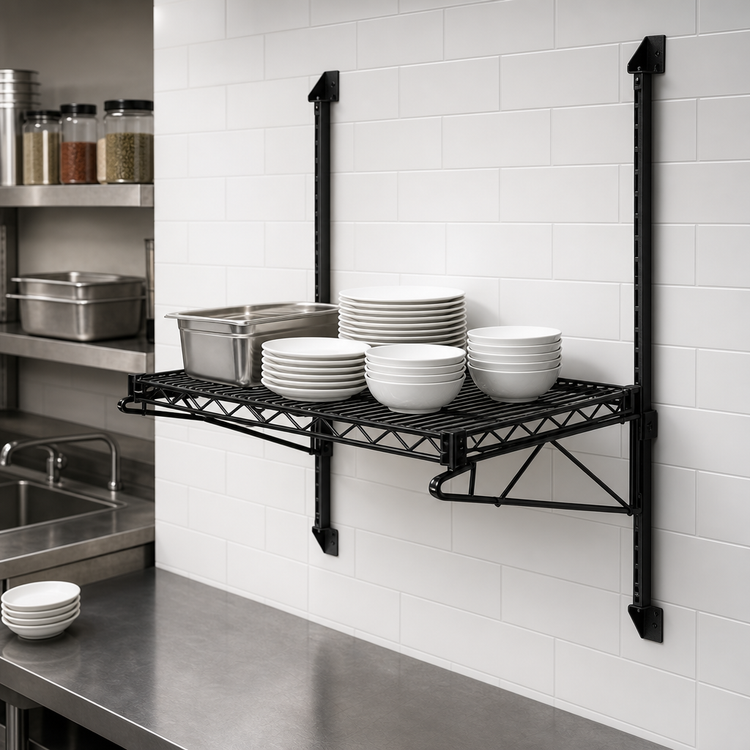 Product image #3 for Quantum Wall-Mount Cantilever Single-Shelf Starter Unit with 54-Inch Posts