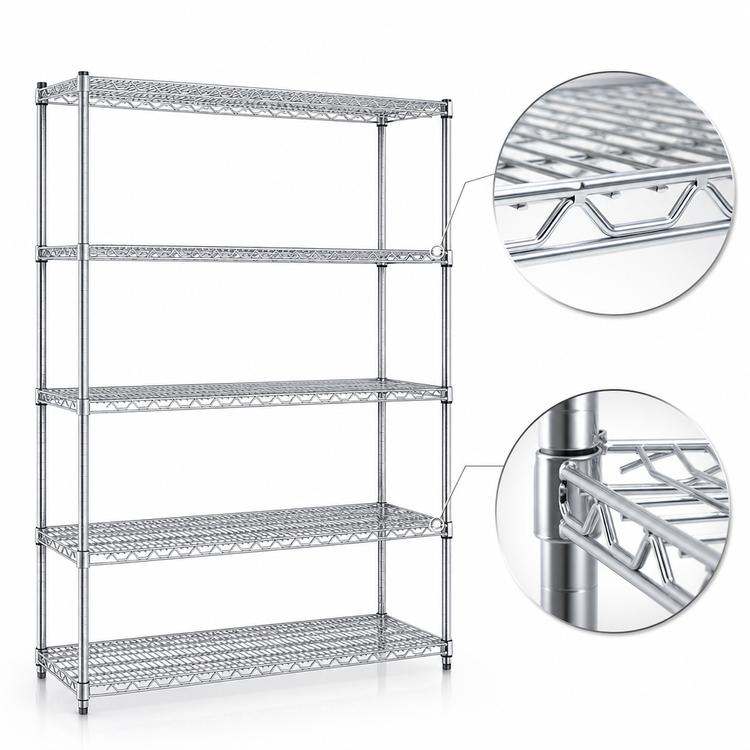 Product image #3 for Eagle Group Red-i-Pak 5-Tier Stationary Wire Shelving Unit, 60 x 24 x 74 Inches, Chrome Finish