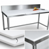 Thumbnail image #3 for John Boos 96-Inch x 24-Inch Trimming Table with 3/4-Inch Reversible Poly Top and 6-Inch Removable Backsplash