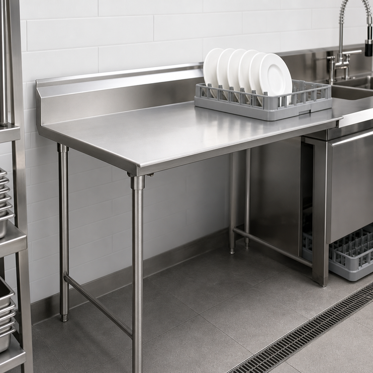 Product image #3 for Spec-Master Straight Clean Dishtable, Left-to-Right, 24 x 30 Inch, 8 Inch Backsplash, 304 Stainless Steel