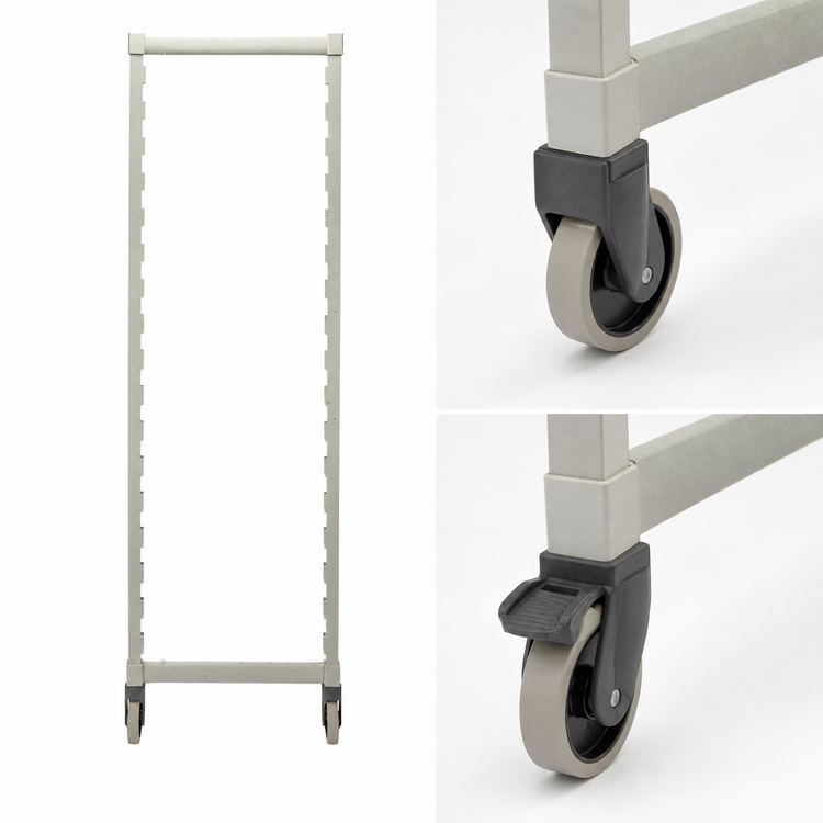 Product image #3 for Cambro Camshelving Premium Series Mobile Post Kit with Rigid Casters, 24"W x 67-1/4"H, Speckled Gray