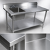 Thumbnail image #3 for John Boos 72-Inch Stainless Steel Sink Table with Left Sink Bowl, 5-Inch Backsplash, Galvanized Base, and Faucet
