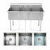 Thumbnail image #3 for Sapphire Manufacturing 3-Compartment Budget Sink, 57-Inch x 24-1/2-Inch, 18 Gauge Stainless Steel